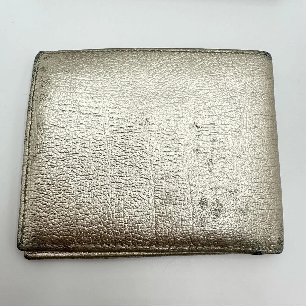 D&G Dolce Gabbana Metallic Gold Bifold Leather Wallet - Picture 7 of 16
